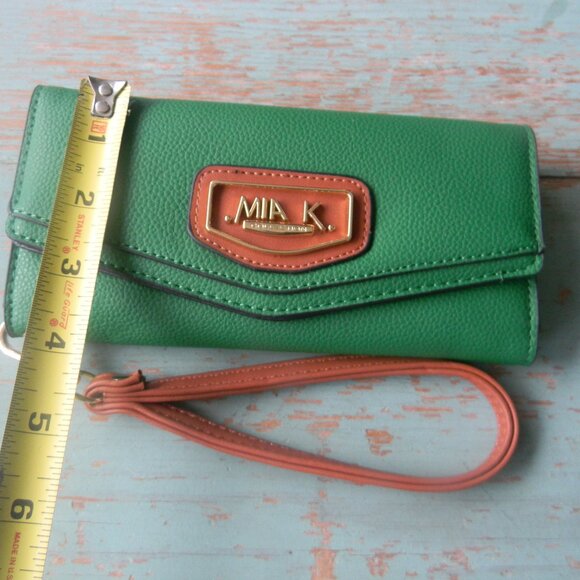 MIA K COLLECTION GREEN/BROWN GORGEOUS LARGE WALLET/WRISTLET CLUTCH - Picture 4 of 9